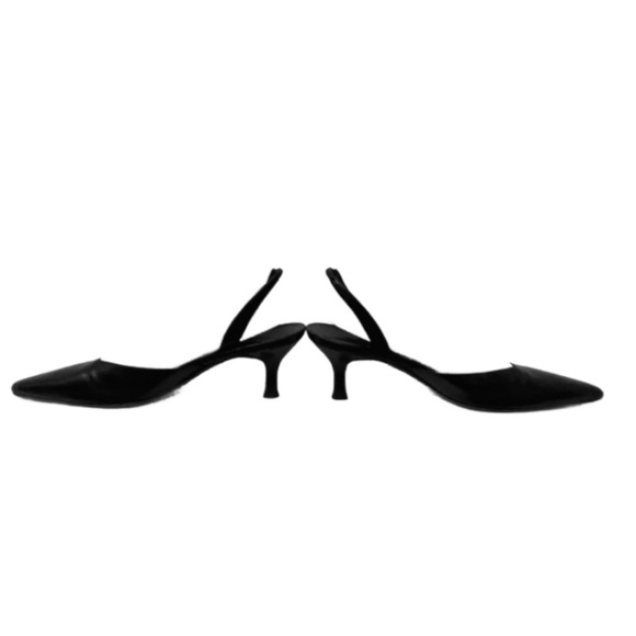 Authentic Salvatore Ferragamo black leather sling back heels sz 8 B - Picture 5 of 9